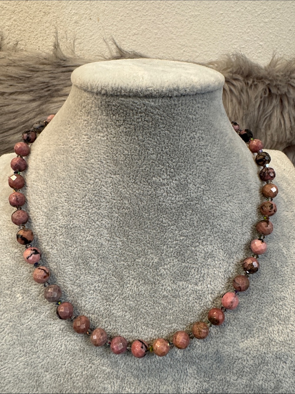 Pink Rhodonite Beaded Necklace - Women Jewelry
